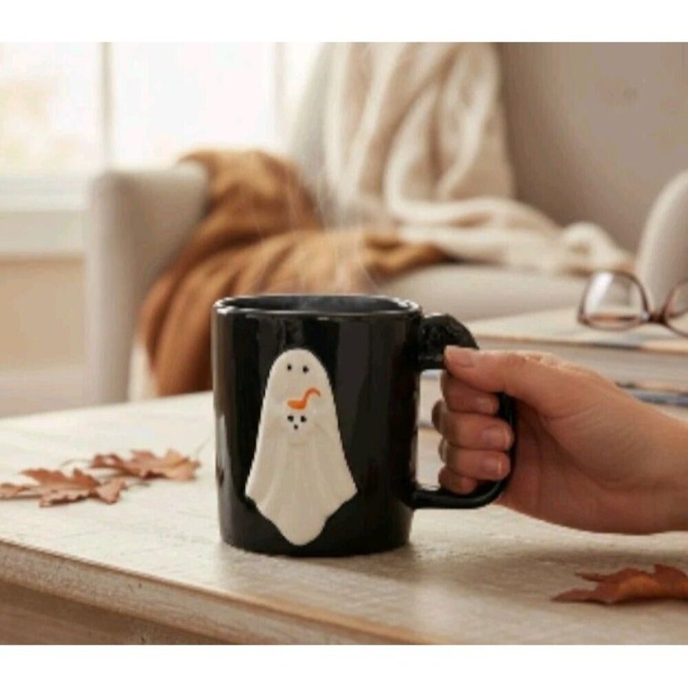 New Black Ghost Skull Spooky Trick or Treat Halloween Coffee Mug Gift